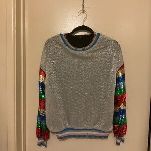 💜💜💜$15 FIRM Sequined Multicolor-Sleeve Women's Sweater